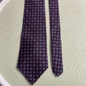 Halston Mens Necktie Italian Designer‎ Burgundy W/Blue&Green Geometric 56"